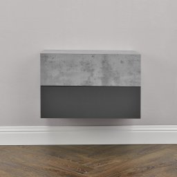 Set 2 rafturi suspendate Oslo cu sertar, beton si gri închis, 46x30x15 cm