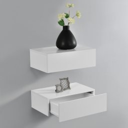 Set 2 rafturi suspendate Oslo cu sertar, 46x30x15 cm, alb mat