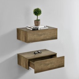 Set 2 rafturi de perete Oslo cu sertar, 46x30x15 cm, maro