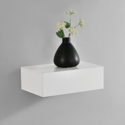 Raft de perete cu sertar Oslo, alb mat, 46x30x15 cm, [en.casa]