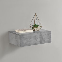 Raft de perete Oslo cu sertar, aspect beton, 46x30x15 cm