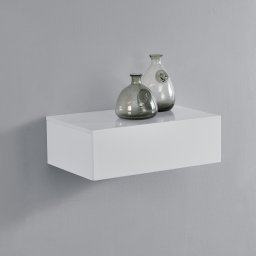 Raft de perete cu sertar Oslo 46x30x15 cm, alb lucios, [en.casa]