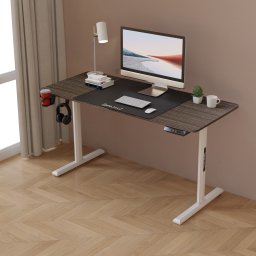 Birou reglabil electric Hayward 140x60 cm, maro inchis, cadru alb