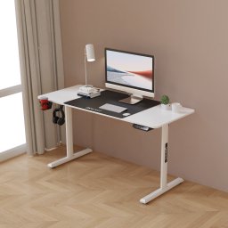 Birou reglabil electric Hayward 140x60 cm alb, cu memorie