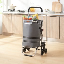 Carucior de cumparaturi pliabil cu urcare scari, 41 L, gri inchis