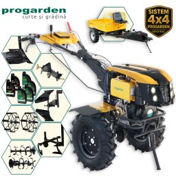 Pachet motocultor diesel ProGARDEN Campo 1273 Alpine V2 12CP cu remorca