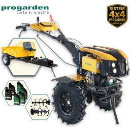 Pachet motocultor diesel ProGarden Campo 1273 Alpine V2 12CP cu remorca si 6L ulei