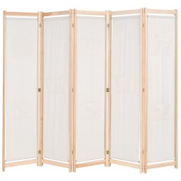 Paravan camera, 5 panouri, crem, 200x170x4 cm, material textil GartenMobel Dekor