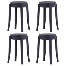 Scaune stivuibile 4 buc., negru, plastic GartenMobel Dekor