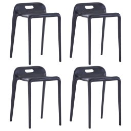 Scaune stivuibile 4 buc., negru, plastic GartenMobel Dekor