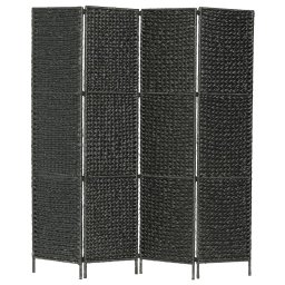 Paravan camera cu 4 panouri, negru, 154x160 cm, zambila de apa GartenMobel Dekor