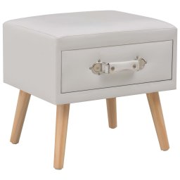 Noptiera, alb, 40 x 35 x 40 cm, piele ecologica GartenMobel Dekor