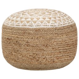 Taburet lucrat manual, alb, 45 x 30 cm, iuta GartenMobel Dekor