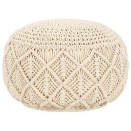 Taburet puf macrame lucrat manual, 45 x 30 cm, bumbac GartenMobel Dekor