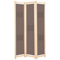 Paravan de camera cu 3 panouri, maro, 120x170x4 cm, textil GartenMobel Dekor