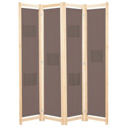 Paravan de camera cu 4 panouri, maro, 160x170x4 cm, textil GartenMobel Dekor