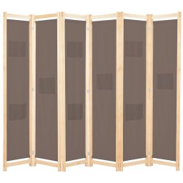 Paravan camera cu 6 panouri, maro, 240x170x4cm, material textil GartenMobel Dekor