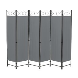 Paravan despartitor Saragossa cu 6 panouri, 240x171 cm, gri închis