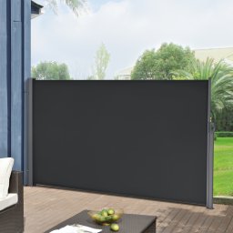 Paravan lateral retractabil 180x300 cm negru pentru terasa si balcon