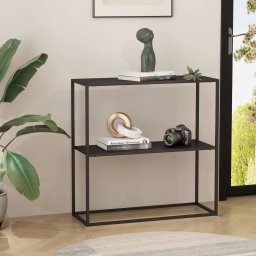 Masa consola Strömstad 80x79,5x26 cm negru mat, cu polita