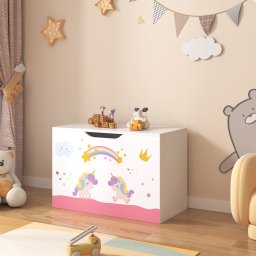 Cutie de jucarii pentru copii Oleiros cu unicorn, alb roz lila