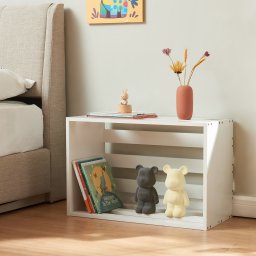 Masa laterala alba Rønde 43x64x33 cm cu raft deschis, [en.casa]