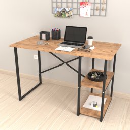 Birou cu raft Nittedal 120x60x75 cm, aspect stejar, [en.casa]