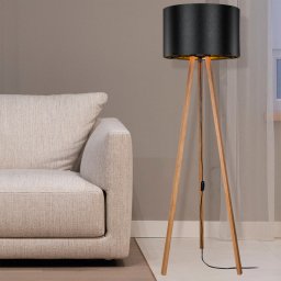 Lampadar Keynes E27 cu aspect bambus si negru, design modern
