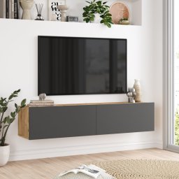 Comoda TV suspendata Lapinlahti 140 cm, stejar rustic si antracit