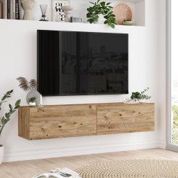 Comoda TV suspendata Lapinlahti 140 cm, stejar rustic, 2 usi