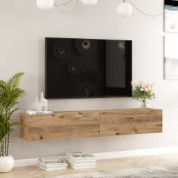 Comoda TV suspendata Lapinlahti 180 cm, stejar rustic, 2 usi