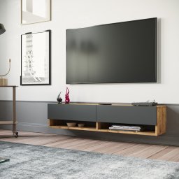 Comoda TV Laitila 140 cm, stejar rustic si antracit, [en.casa]
