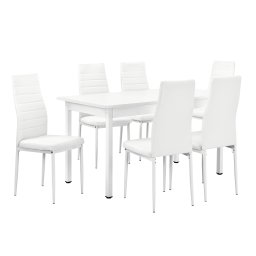 Set masa cu 6 scaune Bjerkvik, alb, 140x60 cm, pentru dining