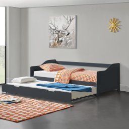 Pat extensibil Kongsberg 90x200 cm cu somiera, gri închis