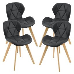 Set 4 scaune dining Älmhult negre, piele ecologica si picioare din lemn