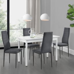 Set masa dining Honningsvåg alb 120x60 cm cu 4 scaune gri
