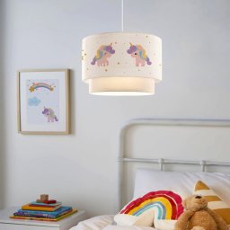 Lustra suspendata pentru copii Lurgan cu model unicorn, alba