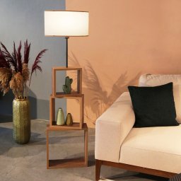 Lampadar Mansfield cu rafturi de depozitare, crem, 140 cm