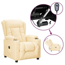 Fotoliu rabatabil electric, crem, piele ecologica GartenMobel Dekor