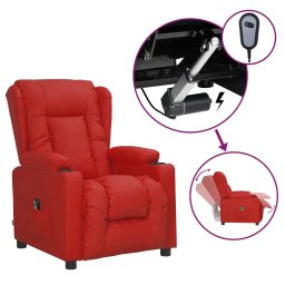 Fotoliu rabatabil electric, rosu vin, piele ecologica GartenMobel Dekor