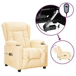 Fotoliu de masaj electric, crem, piele ecologica GartenMobel Dekor