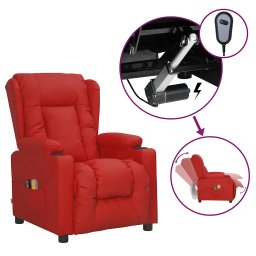 Fotoliu de masaj electric, rosu vin, piele ecologica GartenMobel Dekor
