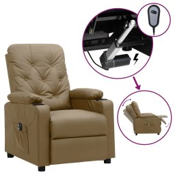 Fotoliu rabatabil electric, cappuccino, piele ecologica GartenMobel Dekor
