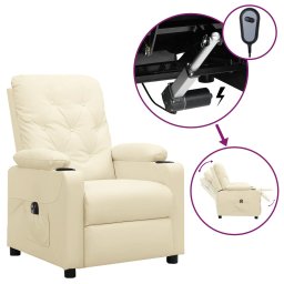 Fotoliu rabatabil electric, crem, piele ecologica GartenMobel Dekor