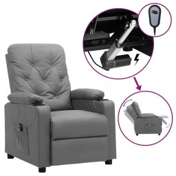Fotoliu rabatabil electric, gri, piele ecologica GartenMobel Dekor