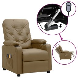 Fotoliu de masaj electric, cappuccino, piele ecologica GartenMobel Dekor