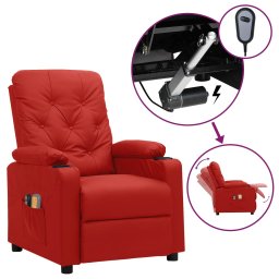 Fotoliu de masaj electric, rosu vin, piele ecologica GartenMobel Dekor