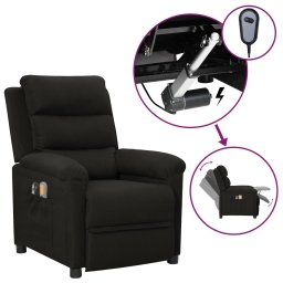 Fotoliu de masaj electric rabatabil, negru, textil GartenMobel Dekor