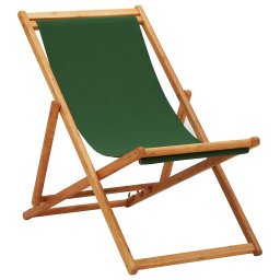 Scaun de plaja pliabil, verde, lemn de eucalipt si tesatura GartenMobel Dekor