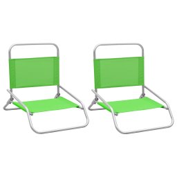 Scaune de plaja pliante, 2 buc., verde, material textil GartenMobel Dekor